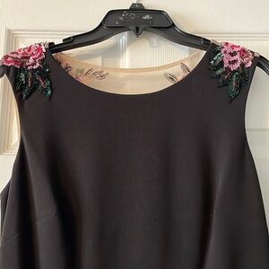 Aidan Mattox black formal long dress with sheer back sequin floral embelishments